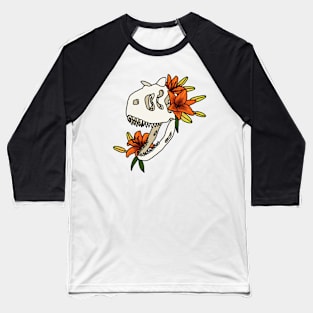 Carnotaurus and Lilies Baseball T-Shirt